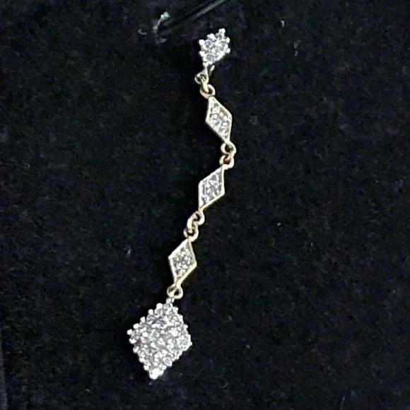 Beautiful Solid 10K YELLOW GOLD 1cttw LONG DIAMOND PENDANT NOT SCRAP. - Picture 5 of 11